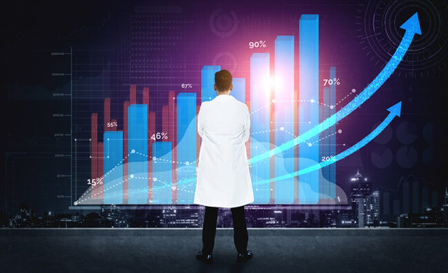 Double Exposure Image of Business Profit Growth